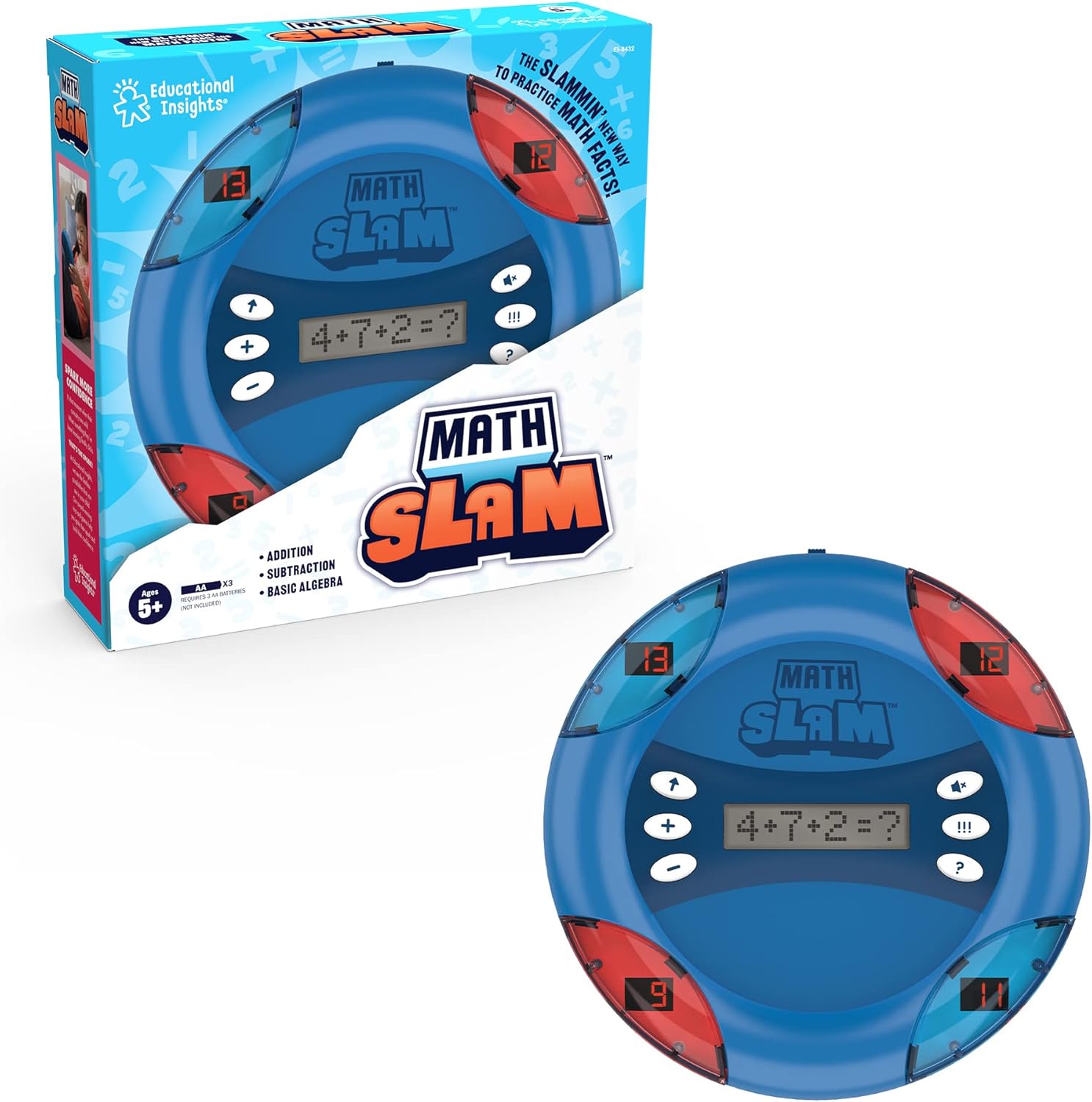 Educational Insights Math Slam - Interactive Math Games, Basic Algebra Game for Learning Addition and Subtraction, Handheld Kids' Electronics, Self Teaching STEM Learning Tools for Kids Ages 5